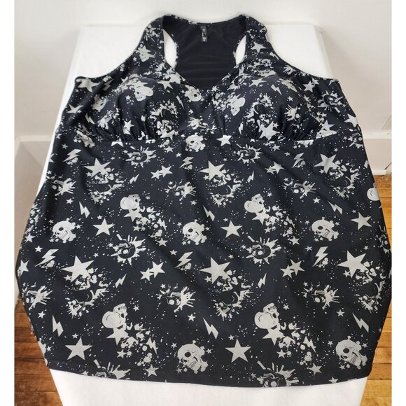 Torrid 5X Skulls Stars Racerback Tankini Swim Top Wireless Padded DD/F Punk Goth - Picture 7 of 12